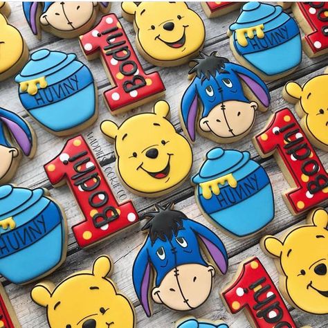 Next up for Theme Thursda Winnie The Pooh Cookies, Pooh Cookies, Pot Cookies, Winnie The Pooh Honey, Second Birthday Ideas, Sugar Cookie Icing, Winnie The Pooh Birthday, Cute Winnie The Pooh, Baby Boy 1st Birthday