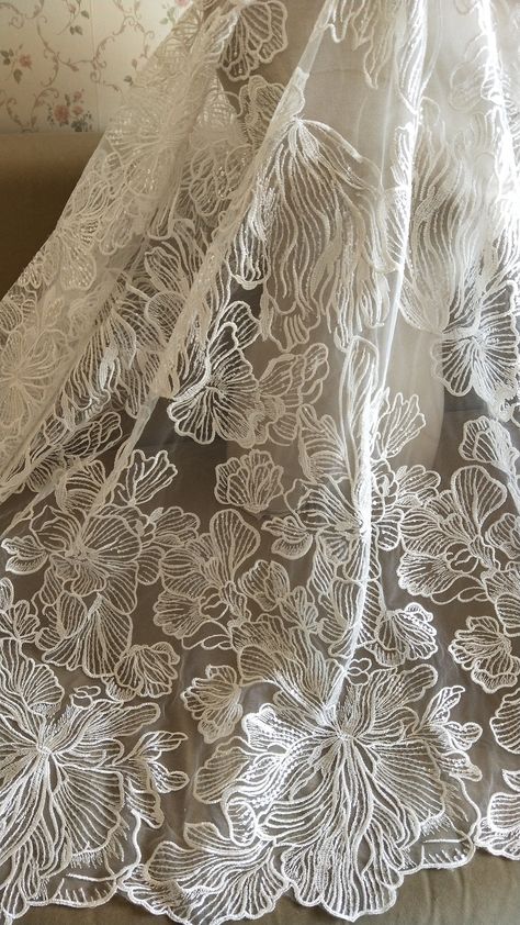 "Elegent Lace Fabric Ivory Floral Retro Sequined Bridal Lace New Design Lace fabric For Wedding Dress Fashion Dress High Quality Width: 53\"(1.35 meters) This listing is for 1 Yard. There are 15 yards in 1 roll. Please Note this fabric is sequined. All the lace are perfect for wedding dress, lingerie, bra, dresses, dolls, bridal veil, altered art, couture, costume, jewelry design, pillowcase, home decor and other projects you could imagine. For more quantity, please feel free to convo me for cus Cream Floor-length Gown With Floral Embroidery, Cream Floral Embroidery Floor-length Gown, Off White Floor-length Dress With Intricate Embroidery, White Chikankari Embroidery Floor-length Dress, White Chikankari Embroidered Floor-length Dress, Cream Floor-length Dress With Lace Work, White Floor-length Floral Embroidered Dupatta, Off White Floral Embroidered Dress For Reception, White Organza Dress For Mother Of The Bride