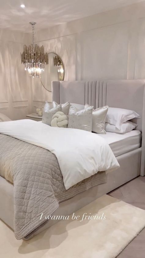 Our latest luxury bedroom…☁️ Introducing the Lucinda Velvet Bed, featuring a winged headboard design for an elegant nights sleep✨ Shop now at rowenhomes.com #bedroominspo #interiordesign #homedecor | Rowen Homes | Rowen Homes · Original audio Built In Cupboards Bedroom, Sleeping Room Design, Rowen Homes, Bedroom Decor On A Budget, Stylish Chandelier, Winged Headboard, Headboard Design, Dream Apartment Decor, Sleeping Room