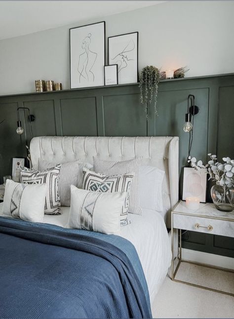 Mudroom Bench Seat, Wall Panels Bedroom, Feature Wall Bedroom, Sage Green Bedroom, Bedroom Renovation, Bedroom Panel, Mudroom Bench, Bedroom Refresh, Room Makeover Bedroom