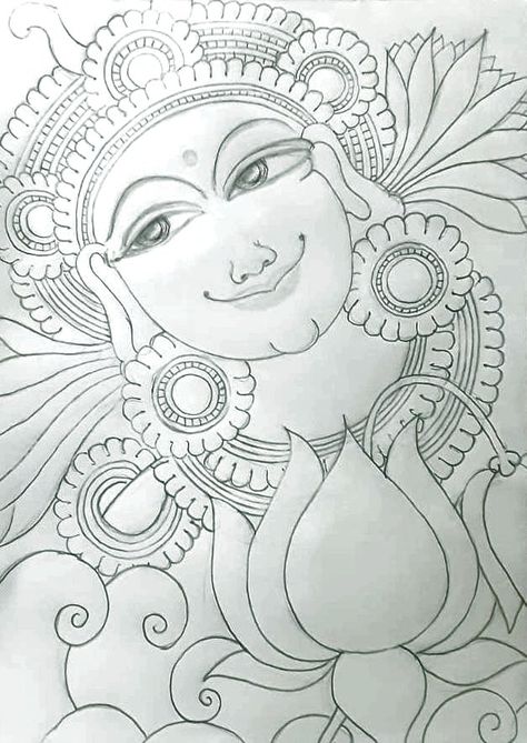 Mural Art Sketch, Mural Painting Sketches, Mural Krishna Paintings, Kerala Mural Drawings, Mural Painting Ideas Kerala, Mural Art Design Paintings, Kerala Mural Painting Sketch, Kerala Mural Art Krishna, Indian Heritage Drawing