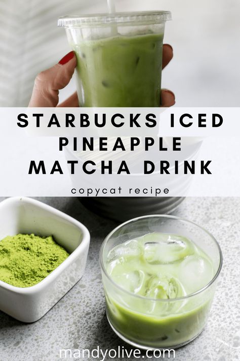 Pineapple Matcha Drink, Diy Starbucks Drinks, Starbucks Recipes At Home, Pineapple Matcha, At Home Starbucks, Matcha Drink Recipes, Matcha Green Tea Recipes, Drinks Starbucks, Starbucks Matcha