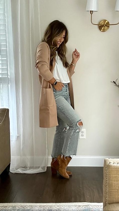 Casual Fall Coatigan Outfit @laurenhornstyle fall outfit, fall style, cardigan outfit, tan cardigan, duster, sweater cardigan, long cardigan, casual fall outfit, easy fall outfit, fall boots, fashion inspo Coat Cardigan Outfit, Outfits With Tan Cardigan, Tan Coatigan Outfit, Long Tan Cardigan Outfit, Long Cream Cardigan Outfit, Long Beige Cardigan Outfit, Beige Cardigan Outfit Fall, Kramer Outfits, Brown Cardigan Outfit Fall