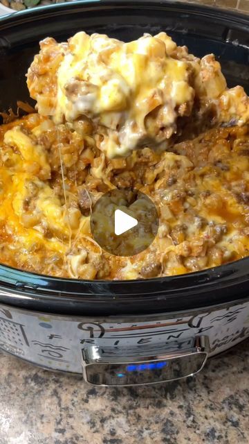 Carman Wilken | This Taco Casserole in the Crockpot is perfect for those nights when you have the kids’ ballgames or just when you need an easy and... | Instagram Crockpot Suppers Easy, Beef And Potato Casserole Crock Pot, Crockpot Meals Potatoes, Taco Casserole In Crockpot, Casserole Recipes In Crockpot, Crock Pot Dinner Ideas Easy, Cheap Easy Dinners For Family Crockpot, Easy Special Dinner Ideas, Taco Bake Crockpot