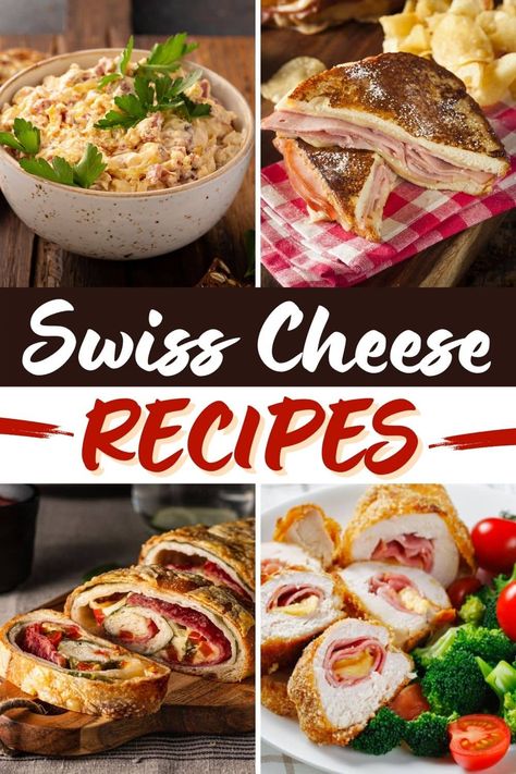 These Swiss cheese recipes will open your eyes to the greatness that is Swiss cheese! We have ooey-gooey dips, fondues, casseroles, & a lot more in store. What To Make With Swiss Cheese, Recipes With Swiss Cheese Slices, Swiss Dinner Recipes, Recipes Using Swiss Cheese, Recipes With Swiss Cheese, Swiss Food Recipes, Swiss Cheese Dip, Cheesey Recipes, Swiss Cheese Recipes