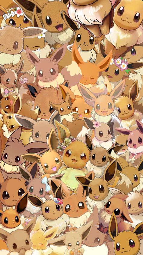 #eevee #pokemon #eeveecollage #collage #brown Eve Pokemon, Eevee Wallpaper, Ewolucje Eevee, Pokemon Eevee Evolutions, Pokémon Art, Pokemon Eeveelutions, Pokemon Wallpaper, Eevee Evolutions, Pokemon Eevee