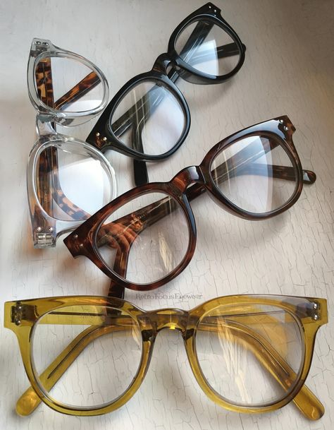 Fun and chunky eyeglass frames. A large hornrim unisex eyeglass frame that'll make ya smile. We,ve got'm as reading glasses too!  Available in crystal, crystal yellow, tortoise and black. https://www.retrofocuseyewear.com/products/hipster/chunky-fun-readers Alternative Glasses Frames, Round Tortoise Shell Glasses, Tortoise Glasses Frames, Tortishell Glasses Women, Funky Glasses Frames, Chunky Glasses Aesthetic, Fun Glasses Frames, Chunky Glasses Frames, Reading Glasses Aesthetic