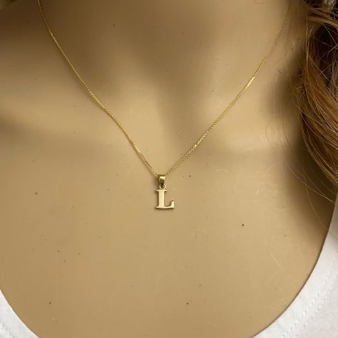 Solid 10k Gold Small Mini Initial Letter L Pendant Metal Type: 10k Solid Yellow Gold (Also Available In 14k Solid Gold) Metal Color: Yellow Gold. (Also Available In White Gold And Rose Gold) Pendant Weight: 0.6 Grams Height Including Bail: 0.60 In (15.79 Mm) Width: 4.80 Mm - 11.32 Mm Chain Is Not Included. Available In Another Listings In Any Letter A-Z Made To Order In Us. Please Allow 5-7 Days To Ship Gold A Necklace, L Necklace Initial, L Initial Necklace, Letter L Necklace, L Necklace, Hand Jewelry Rings, Gold Initial Pendant, Shine Jewelry, Dainty Initial Necklace