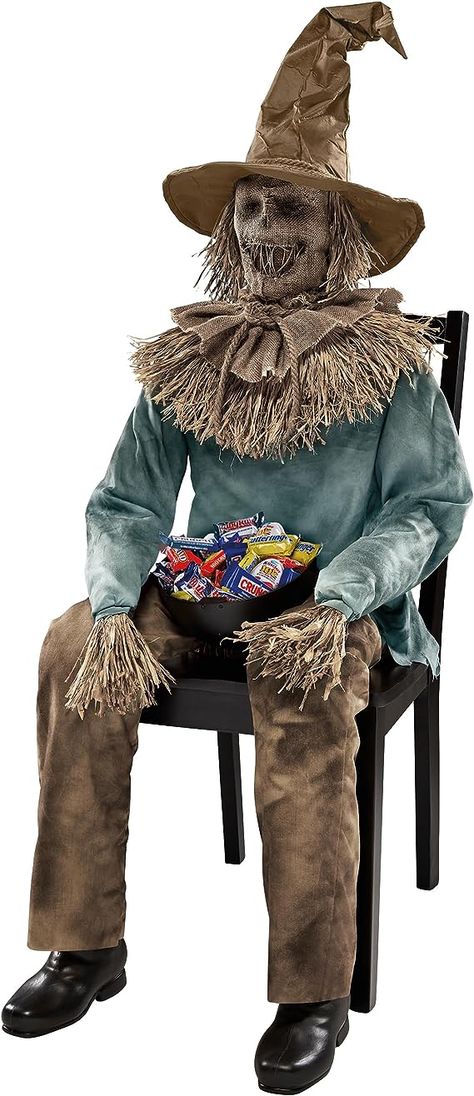 Spirit Halloween 4.5 Ft Scary Sitting Scarecrow Animatronic | Decorations | Animated | Pop-up Motion | Scarecrow Prop.💀👻 Sitting Scarecrow, Scary Scarecrow, Halloween Scarecrow, Halloween Gif, Halloween 4, Halloween Scene, Halloween Displays, Halloween Cartoons, Theme Halloween