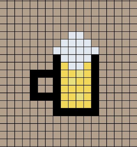 A pixel art template of yellow-ish beer in a glass. Chirp Minecraft Disc, Pixel Art Ideas Creative, Pixel Art Grid Easy, Pixel Art Facil, Simple Pixel Art, Pixel Art Animals, Square Drawing, Glass Of Beer, Modele Pixel Art