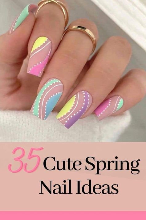 Spring Fancy Nails, Nail Art Designs Pastel Colours, Nail Art Design Summer, Spring Inspired Nail Designs, May Spring Nails, Pastel Color Nails Designs, April Nail Art Designs, How To Make Designs On Nails, 2024 Spring Nail Designs