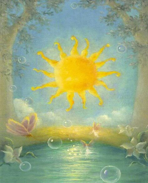 here comes the sun ♥ The Sun and Fairies Heaven And Earth Designs, Dahlia Garden, Good Day Sunshine, Earth Design, Heaven And Earth, Sun Moon Stars, Sun Art, Baby Time, Moon Art