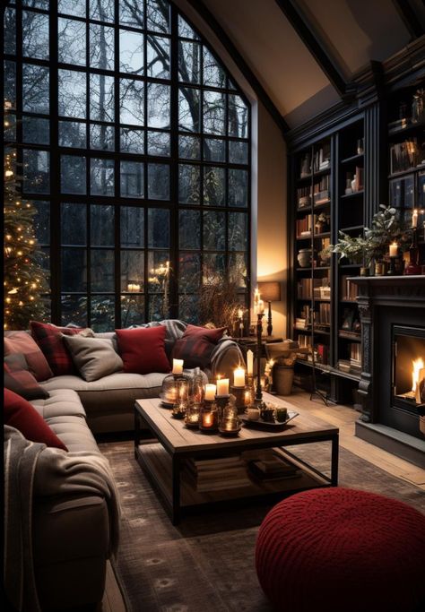 Christmas Aesthetics, Cozy Christmas Living Room, Dessert Table Decor, Christmas Decorations Living Room, Christmas Interiors, Christmas Room Decor, Christmas Living Rooms, Christmas Decorations For The Home, Decoration Idea