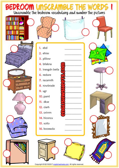 Bedroom Unscramble the Words ESL Worksheets For Kids Bedroom Objects, Picture Story Writing, Dictionary For Kids, Word Games For Kids, Unscramble Words, Esl Vocabulary, Kids Worksheets Printables, English Worksheets For Kids, Learning Cards