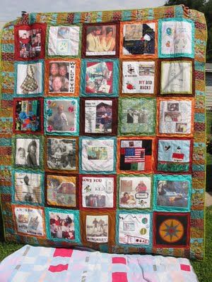 memory quilts | Memory Quilt Memory Quilt Ideas, Hand Quilting Designs, Panel Quilt Patterns, Photo Quilts, Memory Quilts, Mom Ideas, Keepsake Quilting, Tshirt Quilt, Memory Pillows