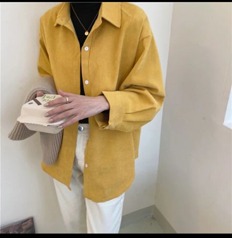 Mustard Button Up Shirt Outfit, Mustard Shirt Outfit, Oversized Outfit Men, Fnaf Outfits, Yellow Shirt Outfit, Silk Shirt Outfit, Slay Fits, Spring Candy, 2023 Wardrobe