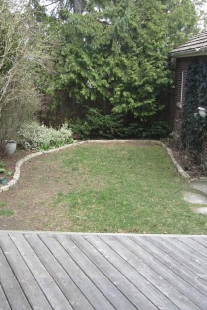 A before image of a patch of grass in a backyard Landscaping Off Patio, Backyard Sectioning Ideas, Small Grassless Backyard Ideas, Small Hardscape Backyard, Small Garden Makeover Before And After, Rowhome Backyard Ideas, Before And After Backyards, Landscape Design Small Backyard, Rocky Backyard Landscaping