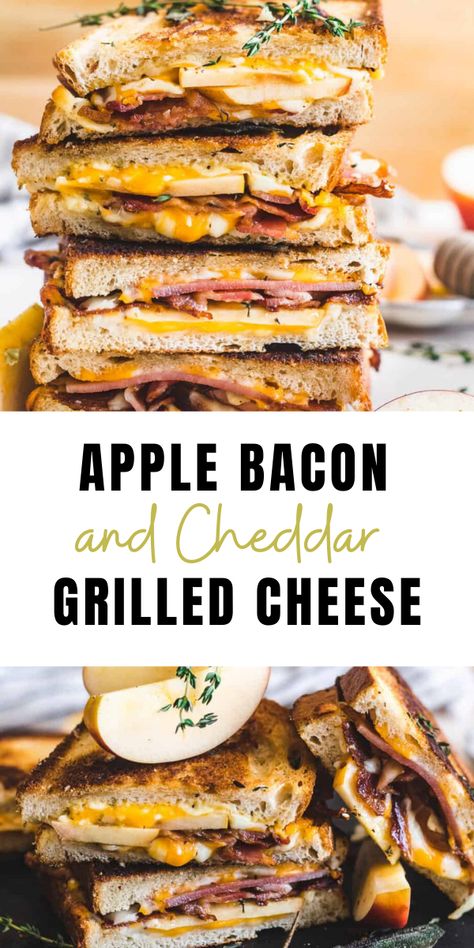 Honey Apple Cheddar And Bacon Panini, Cheddar Bacon Turkey Melt, Apple Bacon Cheddar Grilled Cheese, Marinated Apple And Cheddar Sandwich, Turkey Bacon Grilled Cheese, Grilled Cheese With Bacon Jam, Blackberry Bacon Grilled Cheese Sandwich, Sandwich With Apple Slices, Apple Bacon Muffins