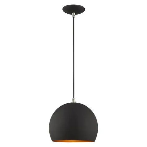 Livex Lighting Metal Shade Mini Pendant Black Modern/Contemporary Dome Pendant Light in the Pendant Lighting department at Lowes.com Hanging Light Bulbs, Dome Pendant Lighting, Livex Lighting, Mini Pendant Lights, Mini Pendants, Black Pendant Light, Black Pendant, Globe Pendant, Light Bulb Types