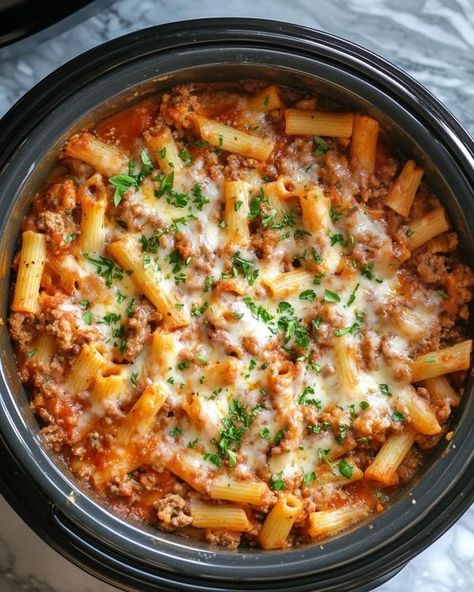 Slow Cooker Kitchen Crock Pot Ziti, Slow Cooker Baked Ziti, Slow Cooker Kitchen, Crockpot Pasta, Slow Cooker Baking, Ziti Recipes, Baked Ziti Recipe, Baked Ziti, Perfect Pasta