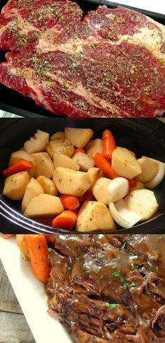 Pot Roast Recipes, Crockpot Dishes, Crock Pot Slow Cooker, Deilig Mat, Crock Pot Cooking, Roast Recipes, Idee Pasto Sano, Beef Dishes, Melt In Your Mouth