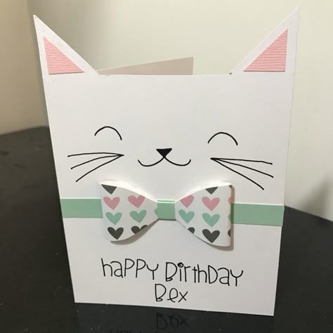 Birthday Card | Cat Birthday Card Ideas Cat Themed, Birthday Cards With Cats On Them, Cat Themed Birthday Cards Diy, Cute Cat Cards Happy Birthday, Handmade Cat Birthday Cards, Cute Cat Birthday Cards, Birthday Card Cat Diy, Cat Birthday Cards Diy, Cat Birthday Card Ideas