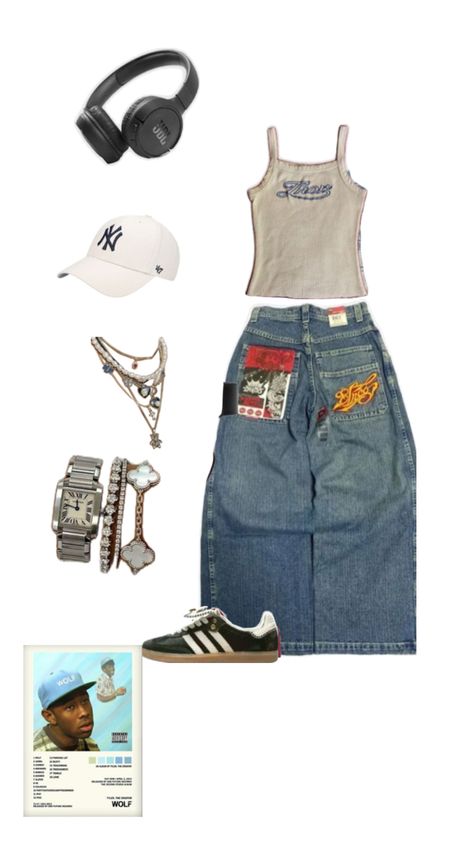 Jorts girl outfit inspo Y2K streetwear Tyler the creator Billie eilish Wolf Tyler The Creator, Tyler The Creator Outfits, Outfit Inspo Y2k, Wolf Tyler, Tyler The Creator, Y2k Streetwear, Streetwear Outfit, Teen Fashion Outfits, Concert Outfit