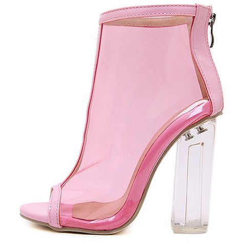 Pink Clear Peep Toe Lucited Chunky High Heel Ankle Booties (155 PLN) ❤ liked on Polyvore featuring shoes, boots, ankle booties, heels, pink, shoes boots, thick heel booties, thick heel boots, flat heel booties and high heel ankle booties Clear Heel Boots, Thick Heel Boots, Cl Fashion, Peep Toe Ankle Boots, Daphne Blake, Peep Toe Boots, Trendy Heels, Chunky Heel Booties, Heels Pink