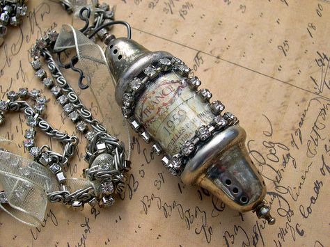 The Bling Ring, Mixed Media Jewelry, Steampunk Diy, Chain Maille, Assemblage Jewelry, Salt Shaker, Steampunk Jewelry, Shake It, Upcycled Jewelry