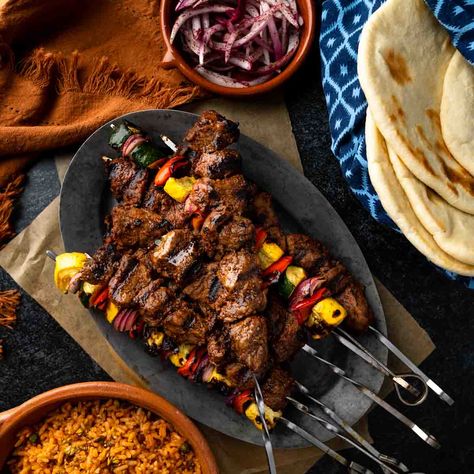 Turkish Lamb Kebab Recipes, Turkish Shish Kebab, Baharat Recipe, Beef Kabob Marinade, Turkish Lamb, Sumac Onions, Lamb Marinade, Turkish Kebab, Armenian Food