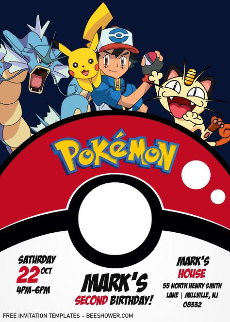 Get Pokemon Invitation Templates - Editable With MS Word Pokemon Template, Pokemon Birthday Invites, Pokemon Party Invitations, Pokemon Invitation, Pokemon Printables, Pokemon Invitations, Pokemon Themed Party, Pokémon Birthday, Birthday Party Invitations Free