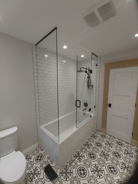 Glass Tub Enclosure, Tub Shower Combo Remodel, Glass Shower Tub, Small Bathroom Remodel With Tub, Soaking Tub Shower Combo, Small Bathroom With Tub, Bathroom Tub Shower Combo, Bathtub Shower Combo, Bold Bohemian