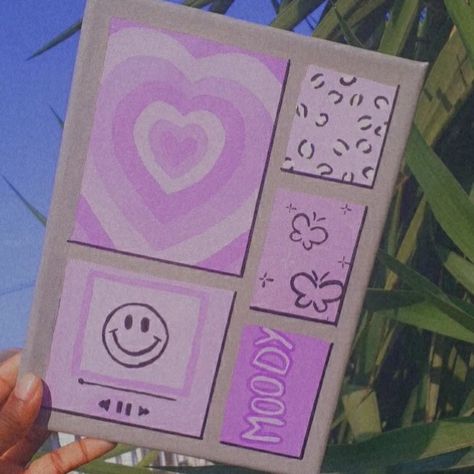 All purple filled squares Purple Mood Board Painting, Cute Purple Drawing, Purple Art Aesthetic Painting, Spotify Doodle, Purple Sketch, Preppy Drawings, Drawing Group, Cement Work, Purple Painting