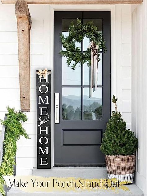 PERFECT DECORATION: Are you looking for a welcome signs for front porch or door that will stand out? You just found the perfect large vertical outdoor welcome sign/home sweet home sign. Highlight your entrance with high quality fall porch signs that will welcome all your guests in great style. Happy Thanksgiving Sign, Neutral Holiday Decor, Farmhouse Porch Decor, Sign For Front Door, Home Sweet Home Sign, Outdoor Welcome Sign, Welcome Home Signs, Wooden Welcome Signs, Porch Welcome Sign