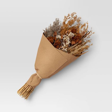 Introduce a touch of the outdoors to your fall setting with this Mixed Fall Dried Floral Preserved Bundle from Threshold™. This 20-inch preserved bundle features dried grass, dried leaves and dried flowers tied together and placed inside a paper wrap to bring a natural look to your space. Add to jars, tall vases or floral arrangements to create a welcoming display on any table. Threshold™: Looks like home, feels like you. Dried Flower Bunch, Fall Flower Bouquets Autumn, Fall Dried Floral Arrangements, Dried Fall Flowers, Small Fall Gifts, Dried Out Flowers, Boho Floral Arrangements, Dried Flower Bar, Fall Vase