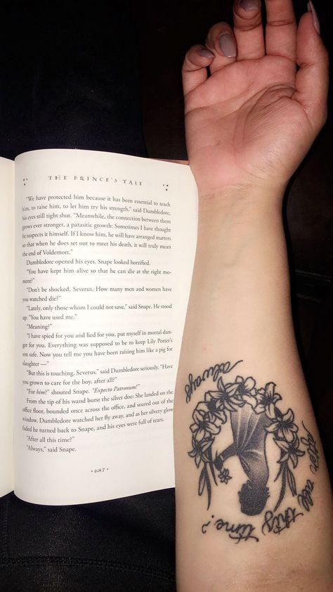 Snape And Lily Tattoo, Severus Snape Nails, Professor Snape Tattoo, Snape Always Tattoo, Mauraders Tattoo Ideas, Severus Snape Tattoo Ideas, Snape Tattoo Ideas, Hermione Granger Tattoo, Severus Snape Tattoo