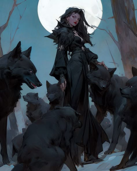 Wolves, Black Hair, Forest, Hair, Black, Art