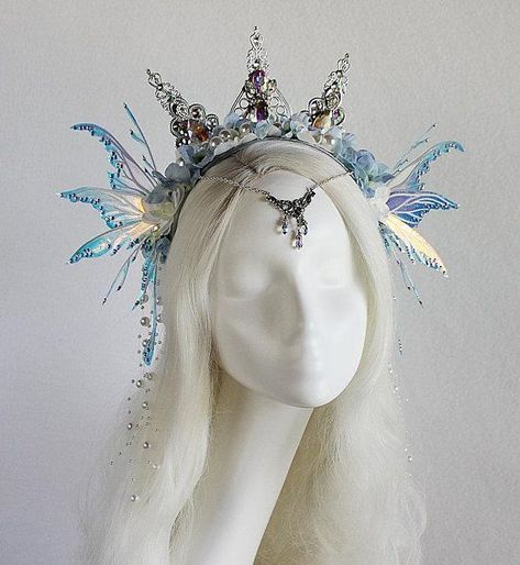 Fantasy Crown, Gossamer Wings, Fairy Crown, Wings Design, Fairy Costume, Hair Reference, Fairy Wings, Fantasy Dress, Head Accessories