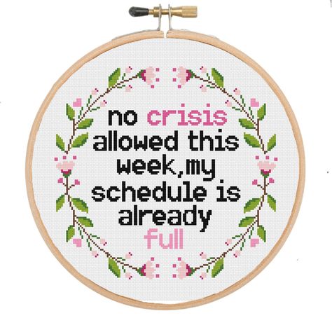 This is a finished cross-stitch pattern. It does not include a frame or hoop. Colors may differ slightly from the picture. Approximate design area: 132 x 134 stitches (9.4 x 9.6 in) The design used to make this product was purchased from the Etsy Shop: CrossStitchTraveler  https://www.etsy.com/listing/1236551803 Sarcastic Cross Stitch Patterns, Cross Stitch Patterns Funny, Inappropriate Cross Stitch, Work Cross Stitch, Subversive Cross Stitches, Subversive Cross Stitch Patterns, Stitch Quotes, Cross Stitch Quotes, Funny Cross Stitch Patterns