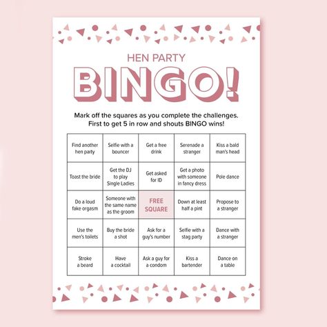 Hen Party Bingo, Hen Party Games, Quiz Hen Do Bridal Party Accessory Bride To Be | eBay Hens Party Bingo, Hen Party Abroad, Classy Hen Party Games, Hen Do Games, Hens Party Ideas, Hen Do Ideas, Hen Games, Hen Ideas, Classy Hen Party