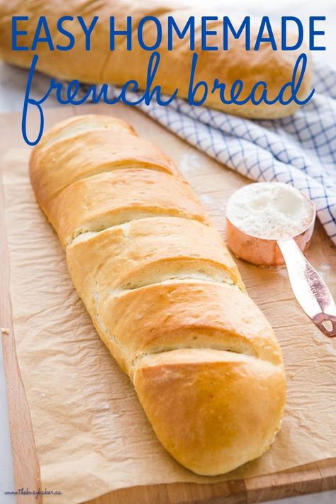 Homemade French Bread, Homemade Baked Bread, French Bread Recipe, Homemade Bread Recipes Easy, Baking Bread Recipes, Easy Bread Recipes, Easy Bread, French Bread, Bread Recipes Homemade