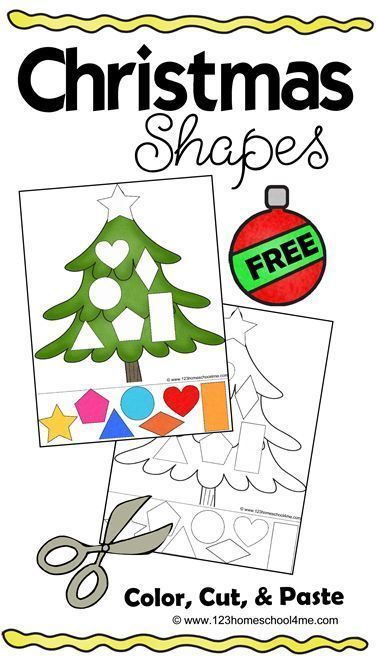 FREE+Christmas+Shapes+Printable Free Printable Christmas Worksheets, December Preschool, Christmas Shapes, Shapes Printable, Christmas Math Activities, Kindergarten Christmas, Christmas Lesson, December Activities, Matching Worksheets