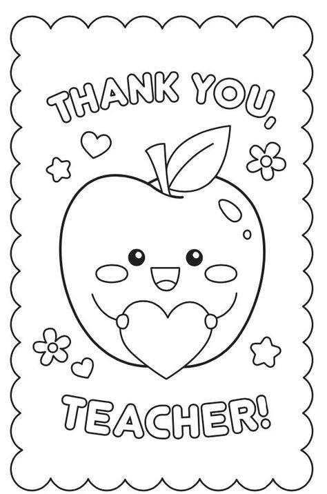 Thank You Teacher Printable Coloring Card Teacher Appreciation Art, Teacher Appreciation Crafts, Coloring Pages Activities, 1st Grade Crafts, Thank You Cards From Kids, Family Coloring Pages, Teacher Appreciation Gifts Diy, Teacher Appreciation Printables, Appreciation Printable