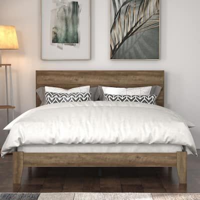 Contemporary Platform Bed, Platform Bed With Headboard, Bedroom Sanctuary, Bed With Headboard, Wood Platform Bed Frame, Full Platform Bed, King Platform Bed, Cottage Furniture, Upholstered Panel Bed