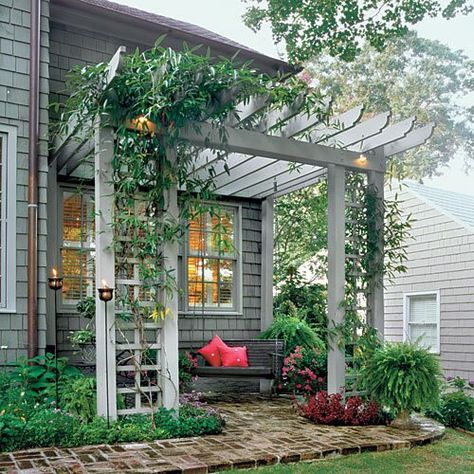 Arbor Covered Patio Pergola Trellis, Design Per Patio, Pergola Ideas, Pergola Design, Desain Lanskap, Backyard Pergola, Garden Sheds, Cottage Ideas, Sunrooms