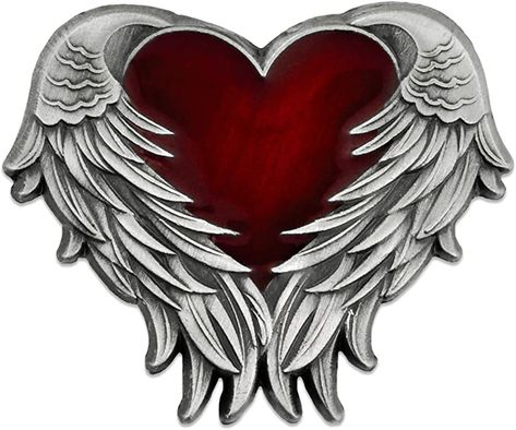 PinMart Heart with Angel Wings Enamel Lapel Pin – Enamel Heart Lapel Pin with Antique Gold or Nickel-Plated Angel Wings – Heart Wing Badge with Secure Clutch Back Heart With Angel Wings, Heart With Wings Tattoo, Alas Tattoo, Images Noêl Vintages, Remembrance Tattoos, Winged Heart, Muster Tattoos, Angel Wings Tattoo, Wing Tattoo