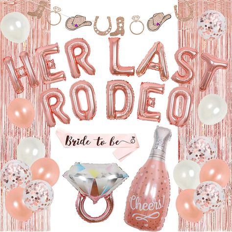 Western Bachelorette Party Decorations, Rodeo Balloons, Cowgirl Bridal Shower, Gold Bachelorette Party Decorations, Western Bachelorette Party, Western Bridal Showers, Champagne Balloons, Western Bachelorette, Gold Bachelorette Party