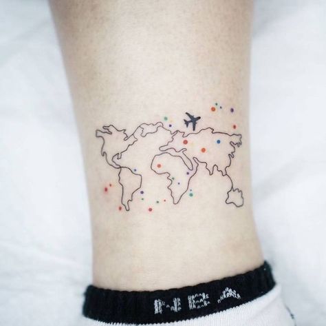 World Map Tattoo, World Map Tattoos, Tattoo Painting, Map Tattoo, Map Tattoos, Explore Tattoo, Simple Tattoo Designs, Wrist Tattoos For Women, Modern Tattoos