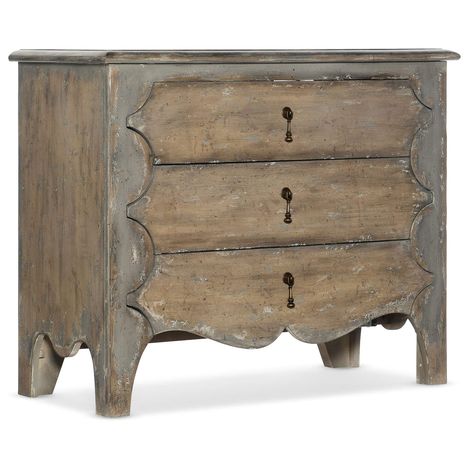 PRICES MAY VARY. Three drawers Cedar-lined bottom drawer FC707 three plug electrical outlet with USB port Levelers Maple rub off finish. Romantic and rustic, the Ciao Bella Bachelors Chest is loaded with character, pairing the soft neutral Maple rub-off finish on the body with a Time Worn Grey accent finish on the scalloped outer edges and feet for a charming touch. Crafted of Poplar and Hardwood Solis with Maple Veneer. Inspired by the small farmhouses that dot the French and Italian countrysid Hooker Furniture Bedroom, Accent Chests, Bachelors Chest, Accent Chests And Cabinets, Accent Chest, Ciao Bella, Hooker Furniture, Accent Cabinet, High Fashion Home