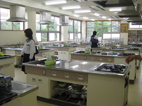 Cooking School Interior, Cooking School Design, Kitchen Classroom, Culinary Kitchen, Cooking In The Classroom, Kitchen Set Up, Classroom Idea, Bakery Kitchen, Catering Supplies